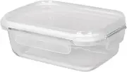 Harbour Housewares 640ml Glass Food Storage Containers with Lids - Clear/White - 5x Small Reusable Airtight Meal Prep Lunch Box Takeaway Cereal Pantry Tubs Set | Safe for Freezer and Microwave