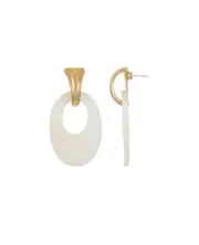 Time and Tru Goldtone Oval Shell Earrings, Ivory, 1 Pair