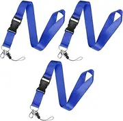 uxcell 3-Pack Breakaway Lanyard for Keys, Blue 1" Wide Keychain Long ID Badges Neck Lanyard Strap with Quick Release Buckle for Man/Woman/Girls/Teacher, ID Holder Folder