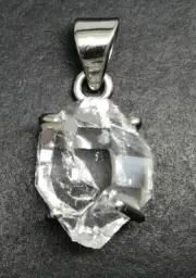 Herkimer diamond pendant solid Sterling silver claw set, adjustable chain, new