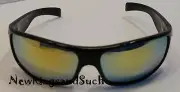 Khan Men's Black Rectangle Wraparound Sunglasses 100% UV & UVB Protection 334