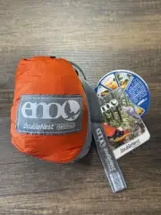 ENO DOUBLE NEST HAMMOCK GREY ORANGE WITH ATLAS STRAPS BRAND NEW!!