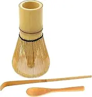 Matcha Whisk Set - Matcha Whisk, Traditional Scoop, Tea Spoon. The Perfect Set to Prepare a Cup of Japanese Matcha Tea, Handcrafted from 100% Natural Golden Bamboo