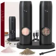 Electric Salt and Pepper Grinder Set of 2, Automatic Pepper Mill,USB Recharge...
