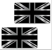 Biomar Labs 2 x Vinyl Stickers Decal United Kingdom Silver Flag Union Jack UK National GB England for Bumper Window Car Motorcycle Laptop Helmet Van Bike B 256