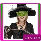 Green Goblin Mask Creepy Scary Halloween Mask Latex Witch Evil Demon Warlock