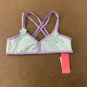 Jantzen Girls Size 12 Lilac Mint Silver Tone Foil Stars Bikini Swim Top NWT