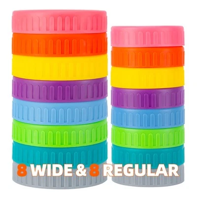 BOOMIBOO [16Pack] Intended For Mason Jar Lids, Wide Mouth & Regular Mouth, Ca...