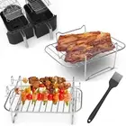 2x Universal Air Fryer Accessories Frying Cage Pizza Tray Dish Baking Pan Rack☋⟗