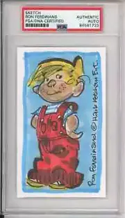 Dennis The Menace Color Original Sketch Signed & Drawn by Ron Ferdinand PSA DNA;