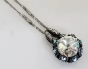 MARIANA Rivoli ITALIAN ICE Moonlight Blue AB Round Pavé Crystal Pendant Necklace