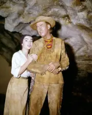 James Stewart as Linus Rawlings and Brigid Bazlen as Dora Hawkins - Old Photo