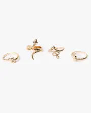 Gold Mixed Snake Icon 4 Pack Ring
