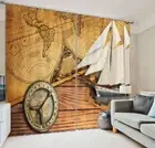 Sailboats And Maps 3D Curtain Blockout Photo Printing Curtains Drape Fabric