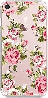 CrazyLemon Ultra Thin TPU Soft Cover for iPhone 6 6S, Clear Creative Colorful Pattern Design Shock-Absorbing Transparent Protective Case for iPhone 6 6S 4.7 inch - Small Rose Flower