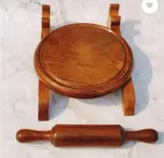 Belan Chakla Wooden Kitchen Rolling Pin Set Board With Stand Maker Roti Handmade