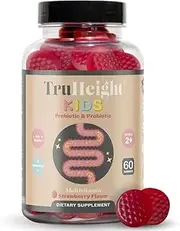 TruHeight Kids Prebiotic & Probiotic Gummies Ages 2+ (Strawberry Flavor) Toddlers & Kids All Natural Supplement for Digestive Health, Gut & Constipation Relief - Endorsed by Pediatricians Vitamins