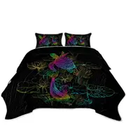 Colorful Oriental Turtle and Koi Fish Coverlet