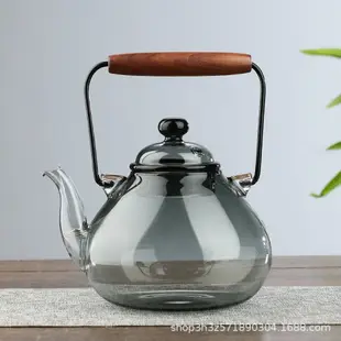 優樂悅~收藏手作耐熱玻璃茶壺明火電陶爐燒水壺忘憂壺高級灰提梁壺煮茶壺手沖壺 茶壺