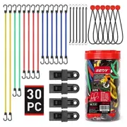 30 Pcs Assorted Sizes Bungee Cords with Hooks for Outdoor Canopy Tarp Camping