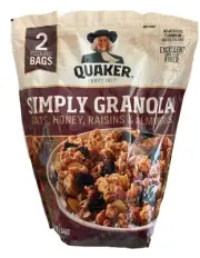 Quaker Simply Granola, Oats Honey, Raisins, & Almonds 34.5 Oz., 2 Pk