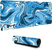 Mouse Pads Large Extended White Blue Computer Desk Pad Protector Strata Liquid Artistic Gaming Mouse Pad Extended Keyboard Pad Abstract Graphics Full Size Laptop Keyboard Pad Home Offic /XXL