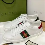 二手現貨 GUCCI古馳 男女款 NEW ACE BEE 蜜蜂 429446 皮革 休閒鞋 白色 免運