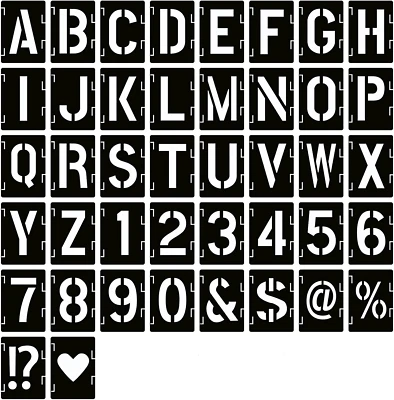 12 Inch Letter Stencils Symbol Numbers Craft Stencils, 42 Pcs Reusable Alphabet