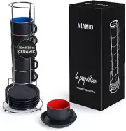 - 2.5 Oz Espresso Cup Set with Saucers Coffee Mug Set of 6 - Ceramic Coffee Mug