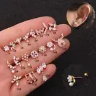 Crystal Flower Tragus Helix Cartilage Stud Screw in Earrings Upper Ear Piercing