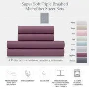 Ella Jayne Super Soft Triple Brushed Microfiber Sheet Set, 3-pc, King, Eggplant