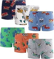 [Finihen] Boys Boxer Briefs Baby Soft Cotton Toddler Dinosaur Underwear Children Truck Panties, Mixed Color/Truck, 6
