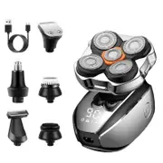 Head Shavers Upgraded 6-in-1 Electric Razor for Bald Men 5D Floating Shaving Rotary Shaver Grooming Kit IPX7 Waterproof Wet Dry