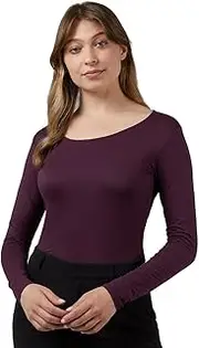 [32 Degrees] Heat Women's Lightweight Scoop Baselayer Top, Grape Wine Heather, X-Small