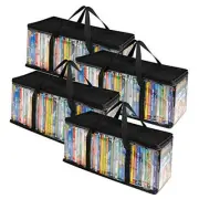 DVD Storage Bags (Set of 4) Media Organizer Bag for DVDs, CDs, 4 Pack Black