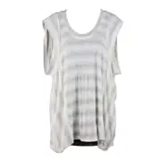 BCBG Maxazria NEW $118 Sz XS Cream Tan Stripe Rayon Poly Mailin Top