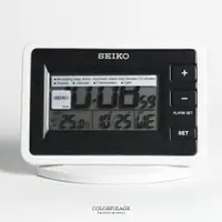 在飛比找樂天市場購物網優惠-鬧鐘 精工SEIKO黑白長方LED液晶顯示桌鐘 漸進鬧鈴/燈