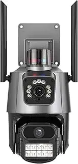 4K HD Outdoor WiFi Camera with Dual Lens, 2K Dual Screen, PTZ, Auto Tracking, Waterproof Security, V380pro App​(AU Plug,8MP NO Card)