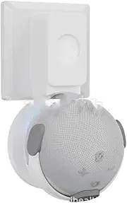 Amazon Exclusive Brand, Alexa Echo Dot 4 Wall Mount Holder, 4th Generation, Cable Storage, Wall Mount Holder, Stand, Storage Stand, Accessory Stand, Accessories, Space Saving, Easy to Operate (Alexa Echo Dot 4, White) M6
