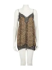 Brown Silk Leopard Slip Dress