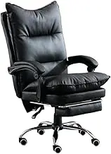 Classic Executive Office Chair Retro PU Leather Office Chair with Rubber Wheels Computer Office Desk Chair Ergonomic Three-Section High Back Support Office Chair Desk Task Chair(Black)