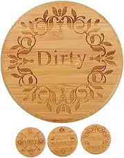 LABRIMP 4pcs Clean Dirty Sign Clean and Dirty Dishwasher Magnet Wood Clean Dirty Magnets Dishwasher Clean Stickers Dishwasher Clean Dirty Magnet Funny Magnets Kitchen Supplies