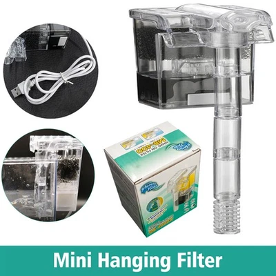 USB Mini Aquarium Fish Tank Waterfall Hang On External Oxygen Pump Water Filter