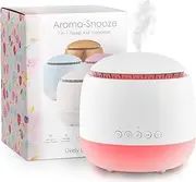 Aroma-Snooze Essential Oil Diffuser Vaporizer - Cool Mist Air Humidifier & White Noise Machine | 7-in-1 Aromatherapy Baby Sleep Aid, Purified Mist with 5 Soothing Sounds, LED Colours
