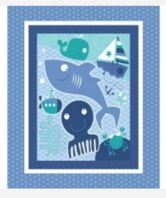 SEA WATER FRIENDS QUILT PANEL * NEW * FREE POST * CUTE *