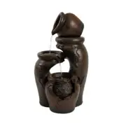 Pure Garden Water Fountain 3-Tier Modern Decorative Polyresin Clay Pot Cascading