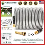 Kink-Free 50 ft Metal Garden Hose with Leak-Proof Design & Multi-Spray Nozzle
