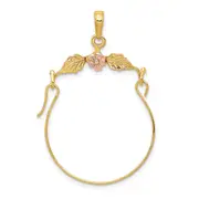 14K Two-Tone Leaves W/Flower Charm Holder