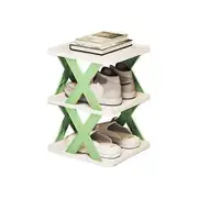 Convenient Folding Organizer Corrosion-resistant Narrow Shoe Organizer Bedroom Accessory Shoe Shelf green Triple Layer