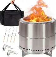 Smokeless Firepit 19 Inch Stainless Steel Fire Pit Portable Outdoor Pits with